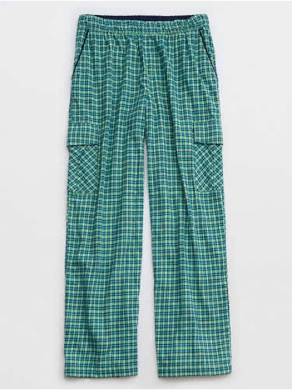 aerie Teal Green Plaid Cargo Pants